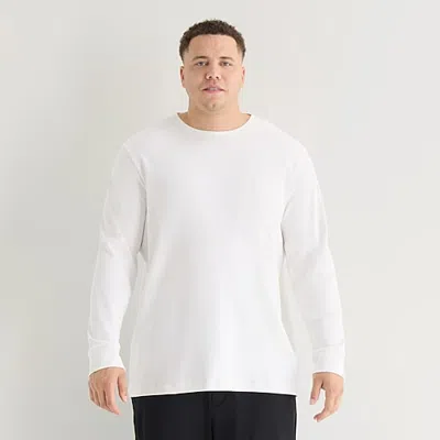 Stylus Mens Round Neck Long Sleeve Plus T-shirt In White