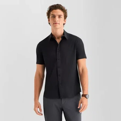 Stylus Mens Short Sleeve Button-down Shirt In Black