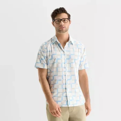 Stylus Mens Short Sleeve Button-down Shirt In Blue