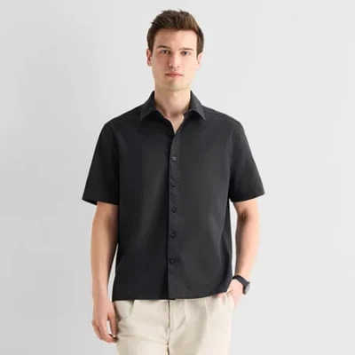 Stylus Mens Short Sleeve Camp Shirt In Black