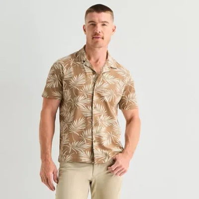 Stylus Mens Short Sleeve Camp Shirt In Neutral