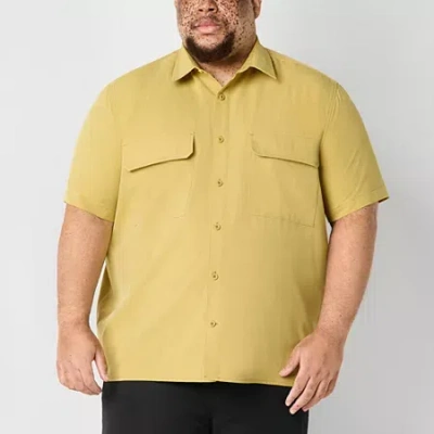 Stylus Mens Short Sleeve Classic Fit Big And Tall Button-down Shirt In Yellow