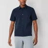 Stylus Mens Short Sleeve Mesh Woven Button-down Shirt In Blue