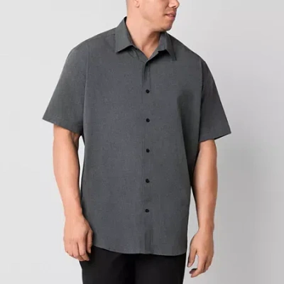 Stylus Mens Short Sleeve Regular Fit Big And Tall Button-down Shirt In Black