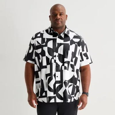 Stylus Mens Short Sleeve Regular Fit Big And Tall Button-down Shirt In Black