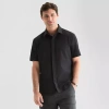 Stylus Mens Short Sleeve Regular Fit Button-down Shirt In Black