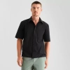 Stylus Mens Short Sleeve Regular Fit Button-down Shirt In Black
