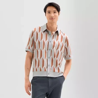 Stylus Mens Short Sleeve Regular Fit Button-down Shirt In Brown