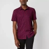Stylus Mens Short Sleeve Regular Fit Button-down Shirt In Red