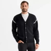 Stylus Mens V Neck Long Sleeve Button Open Front Cardigan In Black