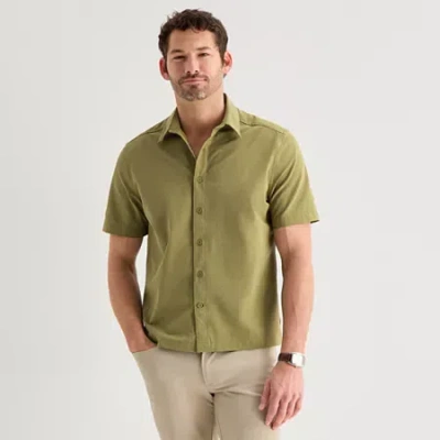 Stylus Mesh Mens Short Sleeve Camp Shirt In Green