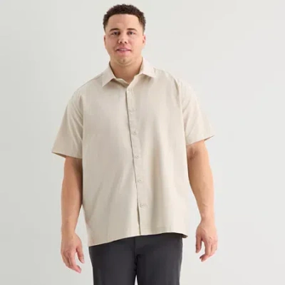 Stylus Mesh Mens Short Sleeve Camp Shirt In Neutral