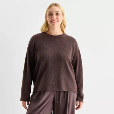 Stylus Plus Womens Crew Neck Long Sleeve Pullover Sweater In Purple