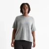 Stylus Plus Womens Crew Neck Short Sleeve Pullover Sweater In Gray