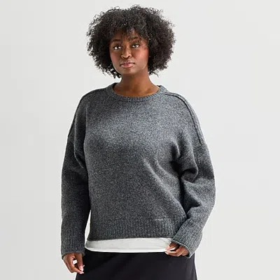 Stylus Plus Womens Mock Neck Long Sleeve Pullover Sweater In Multi