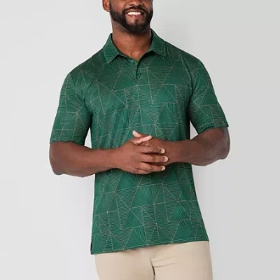 Stylus Printed Big And Tall Mens Regular Fit Short Sleeve Polo Shirt In Green