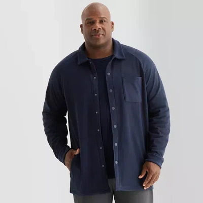 Stylus Raglan Knit Mens Shirt Jacket In Blue