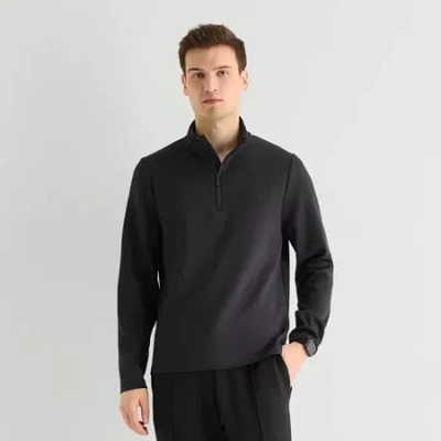 Stylus Scuba Mens Mock Neck Long Sleeve Quarter-zip Pullover In Black