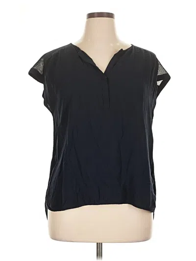 Pre-owned Stylus Short Sleeve Blouse In Black