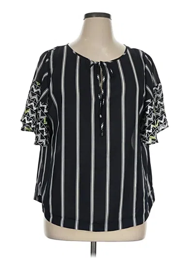 Pre-owned Stylus Short Sleeve Blouse In Black