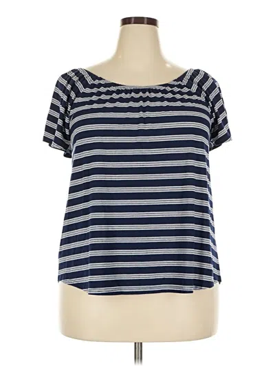 Pre-owned Stylus Short Sleeve Top Blue Scoop Neck Tops