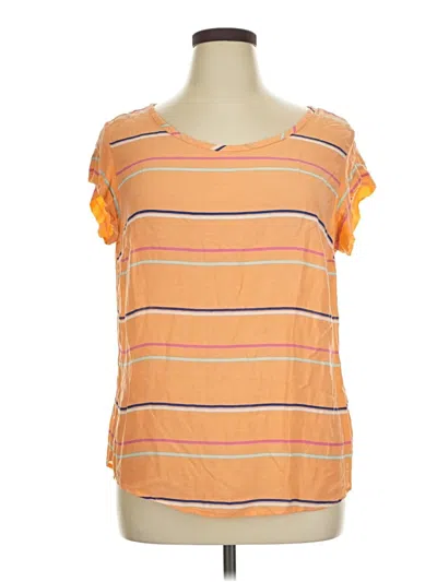 Pre-owned Stylus Short Sleeve Top Orange Scoop Neck Tops