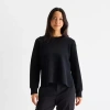 Stylus Womens Crew Neck Long Sleeve Pullover Sweater In Black