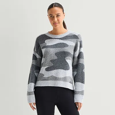 Stylus Womens Crew Neck Long Sleeve Pullover Sweater In Gray