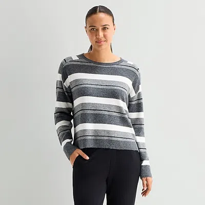 Stylus Womens Crew Neck Long Sleeve Striped Pullover Sweater In Multiple Colors