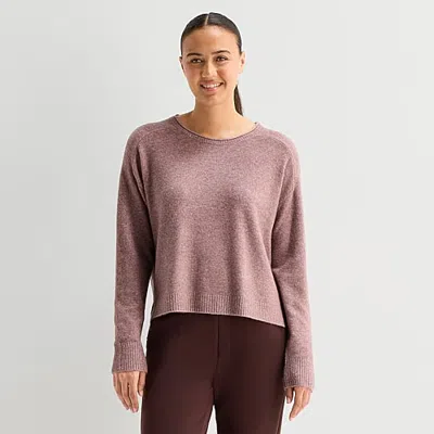 Stylus Womens Crew Neck Long Sleeve Striped Pullover Sweater In Pink