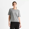 Stylus Womens Crew Neck Short Sleeve Pullover Sweater In Gray