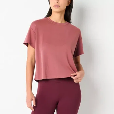 Stylus Womens Crew Neck Short Sleeve T-shirt In Brown