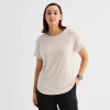 Stylus Womens Crew Neck Short Sleeve T-shirt In Gray