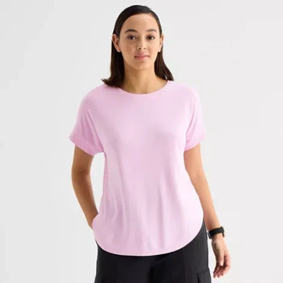 Stylus Womens Crew Neck Short Sleeve T-shirt In Pink
