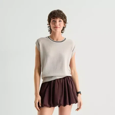 Stylus Womens Crew Neck Sleeveless Pullover Sweater In Gray