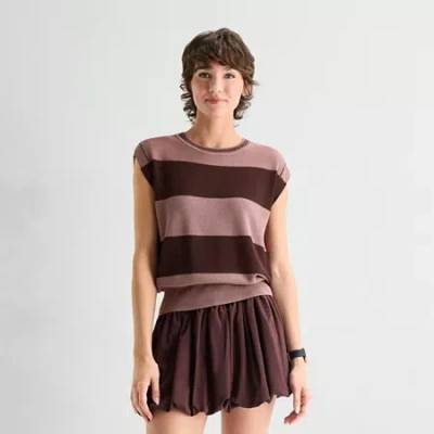 Stylus Womens Crew Neck Sleeveless Pullover Sweater In Multi