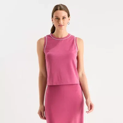 Stylus Womens Crew Neck Sleeveless Tank Top In Pink