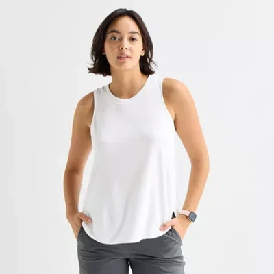Stylus Womens Crew Neck Sleeveless Tank Top In White