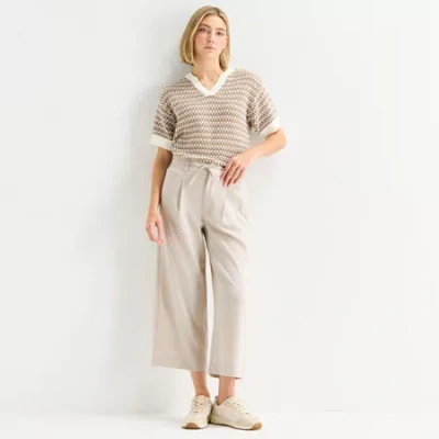 Stylus Womens Cuffed Cropped Pant In Neutral