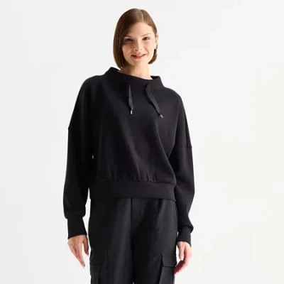 Stylus Womens Funnel Neck Long Sleeve Sweatshirt In Black