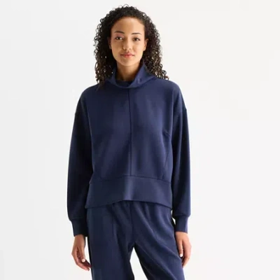 Stylus Womens Funnel Neck Long Sleeve Sweatshirt In Blue