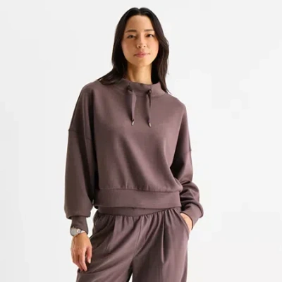 Stylus Womens Funnel Neck Long Sleeve Sweatshirt In Purple