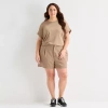 Stylus Womens High Rise Plus Pull-on Short In Brown