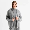 Stylus Womens Hooded Long Sleeve Zip Front Sweater In Gray