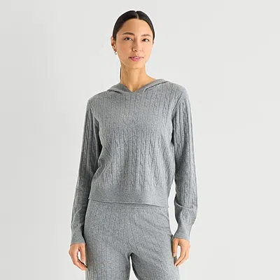 Stylus Womens Long Sleeve Hoodie In Gray