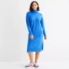 Stylus Womens Long Sleeve Midi Sweater Dress In Blue