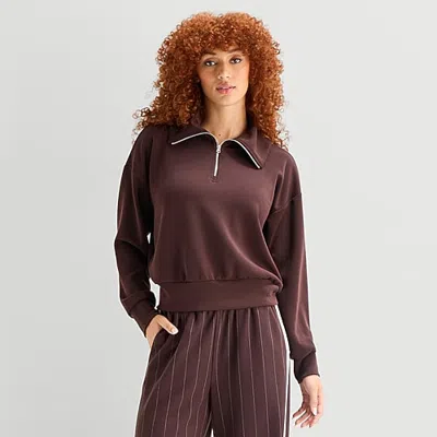 Stylus Womens Long Sleeve Sweatshirt In Brown