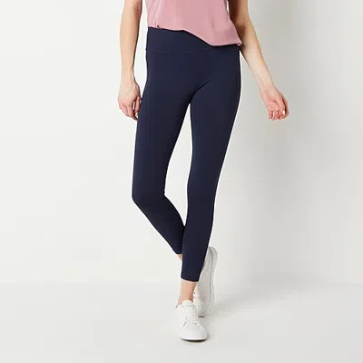 Stylus Womens Mid Rise Knit 26" 7/8 Ankle Legging In Blue