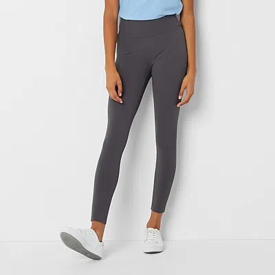 Stylus Womens Mid Rise Knit 26" 7/8 Ankle Legging In Gray