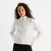 Stylus Womens Mock Neck Long Sleeve Pullover Sweater In White